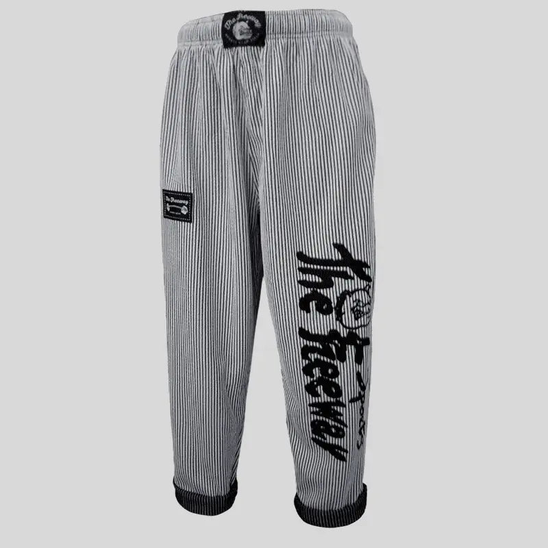 Bodybuilding Trainingshose Weiß/Schwarze Streifen Unisex Art.254 - S / Weiß/Schwarze Streifen - Trainingshose
