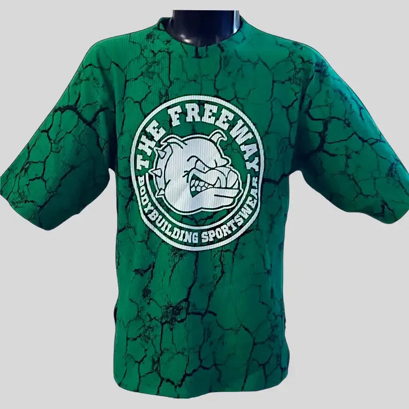 Camiseta de culturismo redondeada - Verde jaspeado - Art. 2272