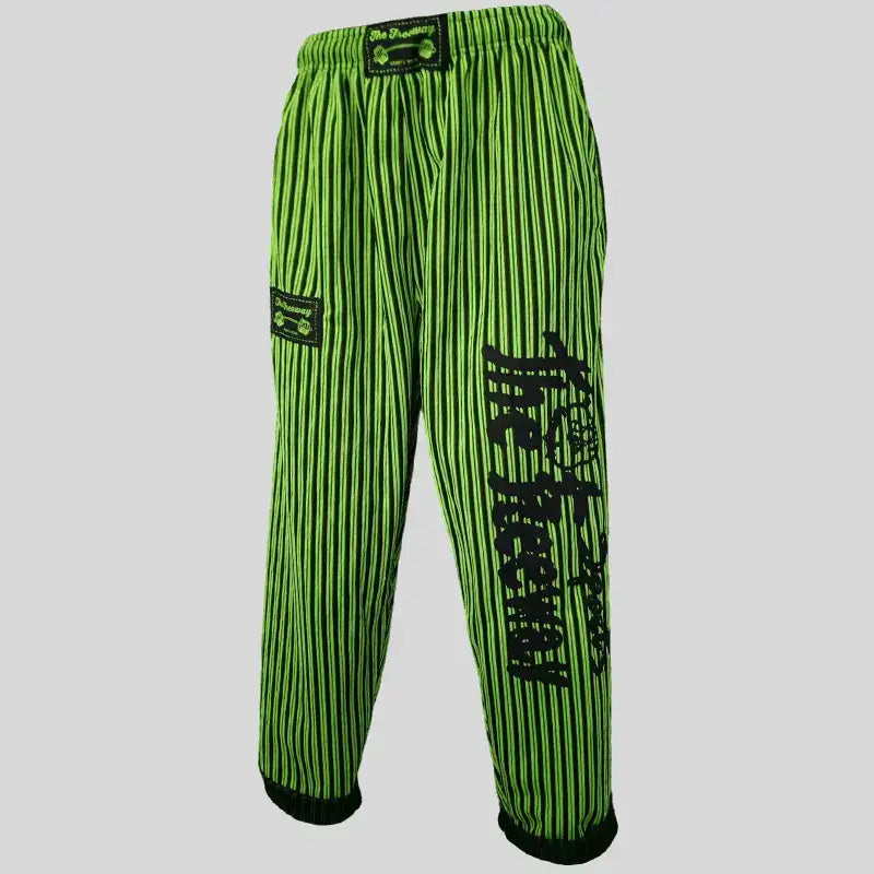 Bodybuilding Trainingshose Grün-Fluo/Schwarz Gestreift Unisex Art.253 - S / Grün-Fluo/Schwarz Gestreift - Trainingshose