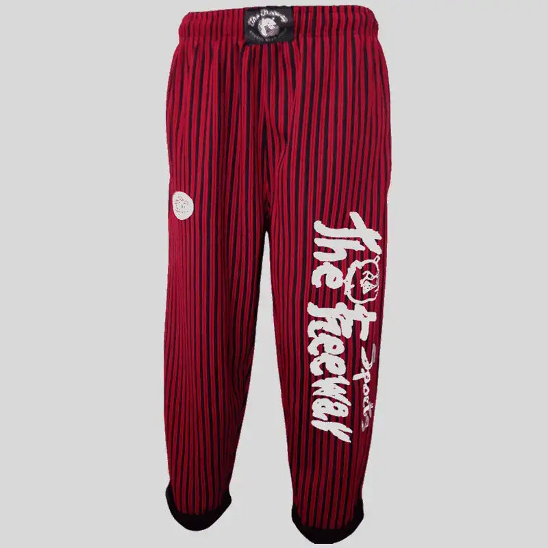 Bodybuilding Trainingshose Rot/Schwarz Gestreift Unisex Art.253 - S - Trainingshose Bodybuilding Unisex