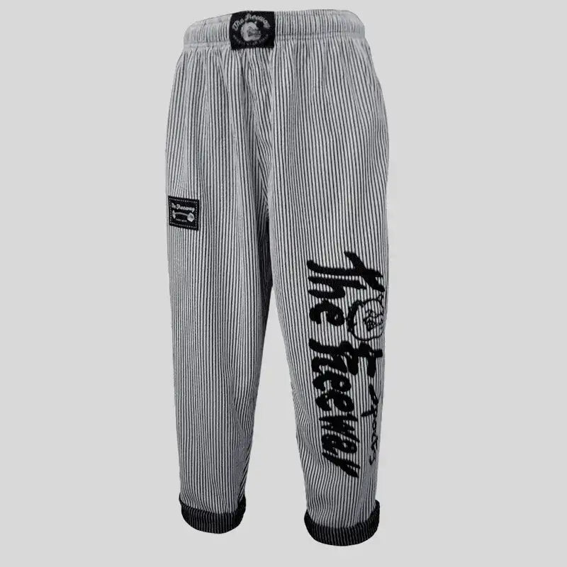 Bodybuilding Trainingshose Weiß/Schwarze Streifen Unisex Art.254 - S / Weiß/Schwarze Streifen - Trainingshose