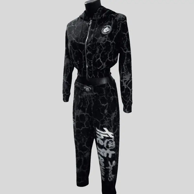 Damenanzug Marmorierter Schwarz Art.7870 - XS / Marmorierter Schwarz - Completo tuta sportiva