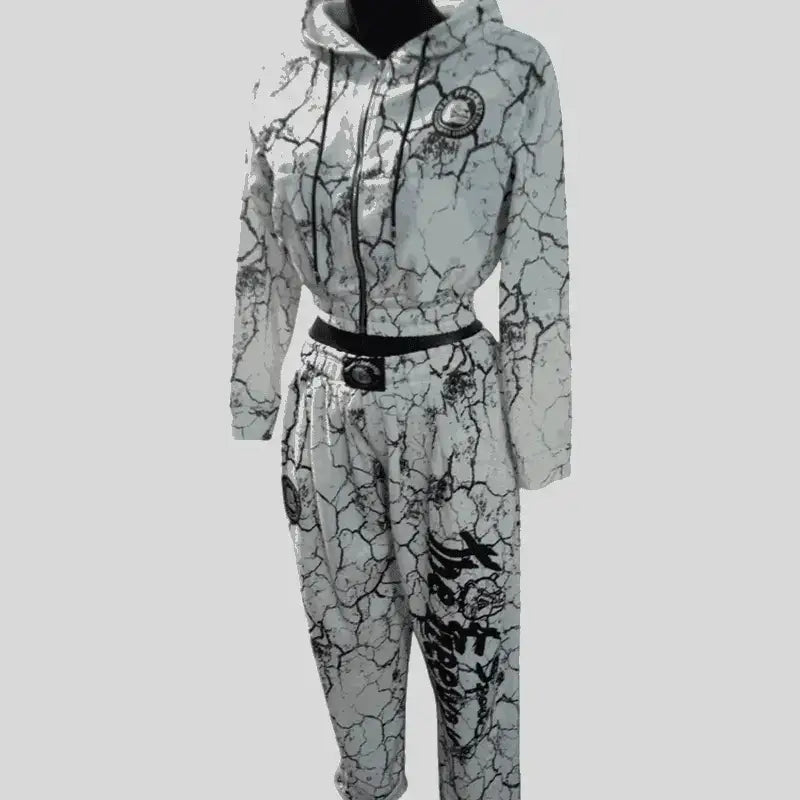 Damenanzug Marmorierter Weiß Art.7870 - XS / Marmoriertes Weiß - Completo tuta sportiva