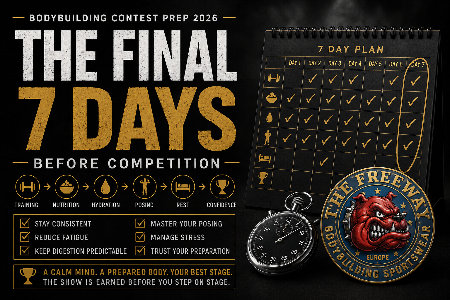 Bodybuilding Contest Prep 2026: The Final 7 Days Before Competition