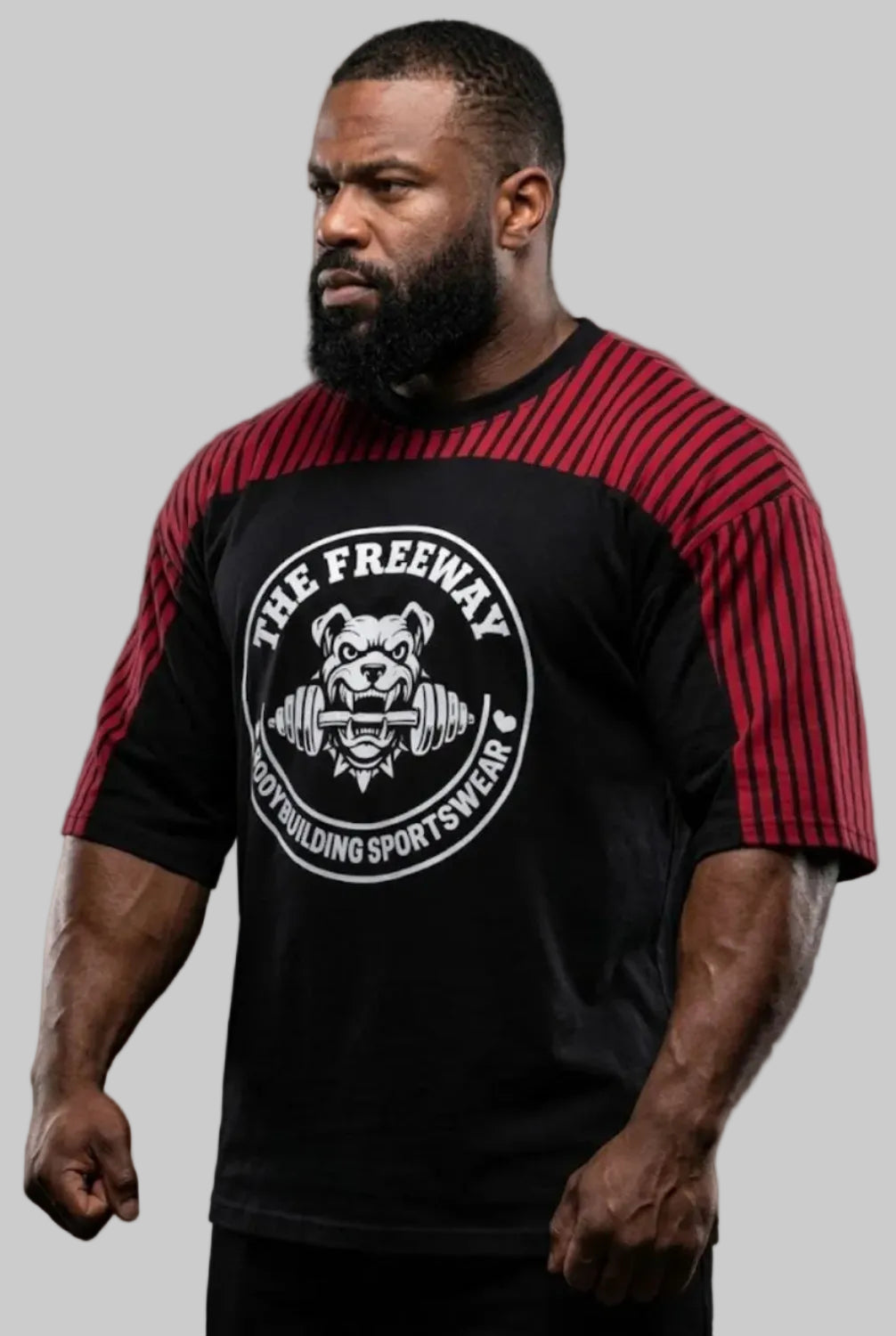 Bodybuilding Training Rag Top Red/Black Stripes Honeycomb – Art.2275