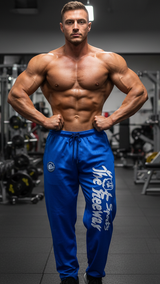 Pantalón de entrenamiento de culturismo unisex con rayas azul cielo y negras Art. 254