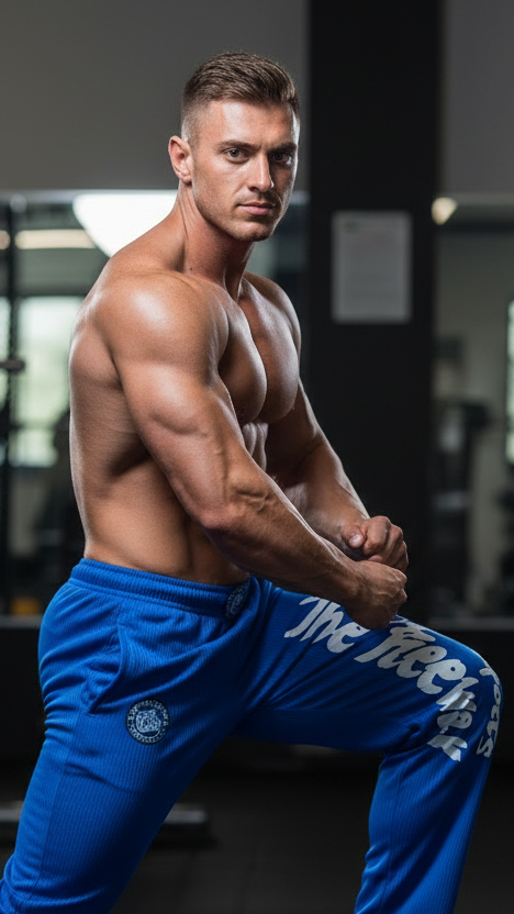 Pantalón de entrenamiento de culturismo unisex con rayas azul cielo y negras Art. 254