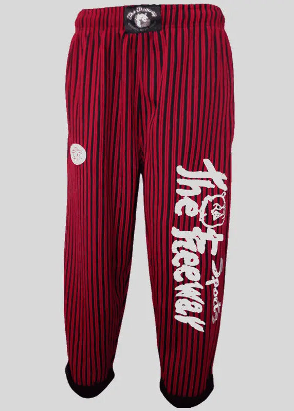 Bodybuilding Trainingshose Rot/Schwarz Gestreift Unisex Art.253 - S - Trainingshose Bodybuilding Unisex