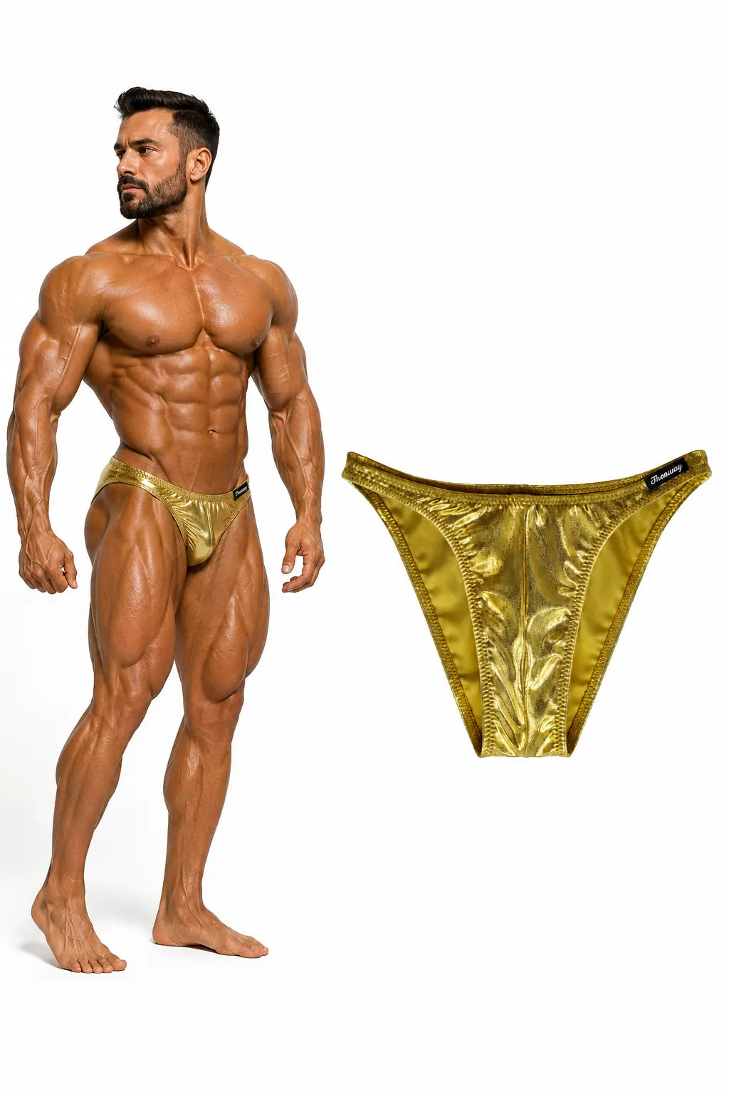Wettkampf-Bodybuilding-Posing-Badehose Gold laminiert Art.DN109