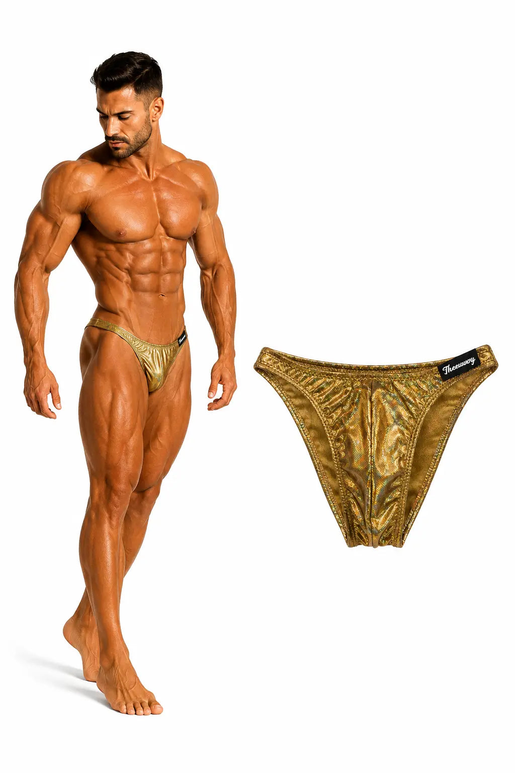 Wettkampf-Bodybuilding Posinghose Mehrfarbig Gold/Schwarz Art.DN109