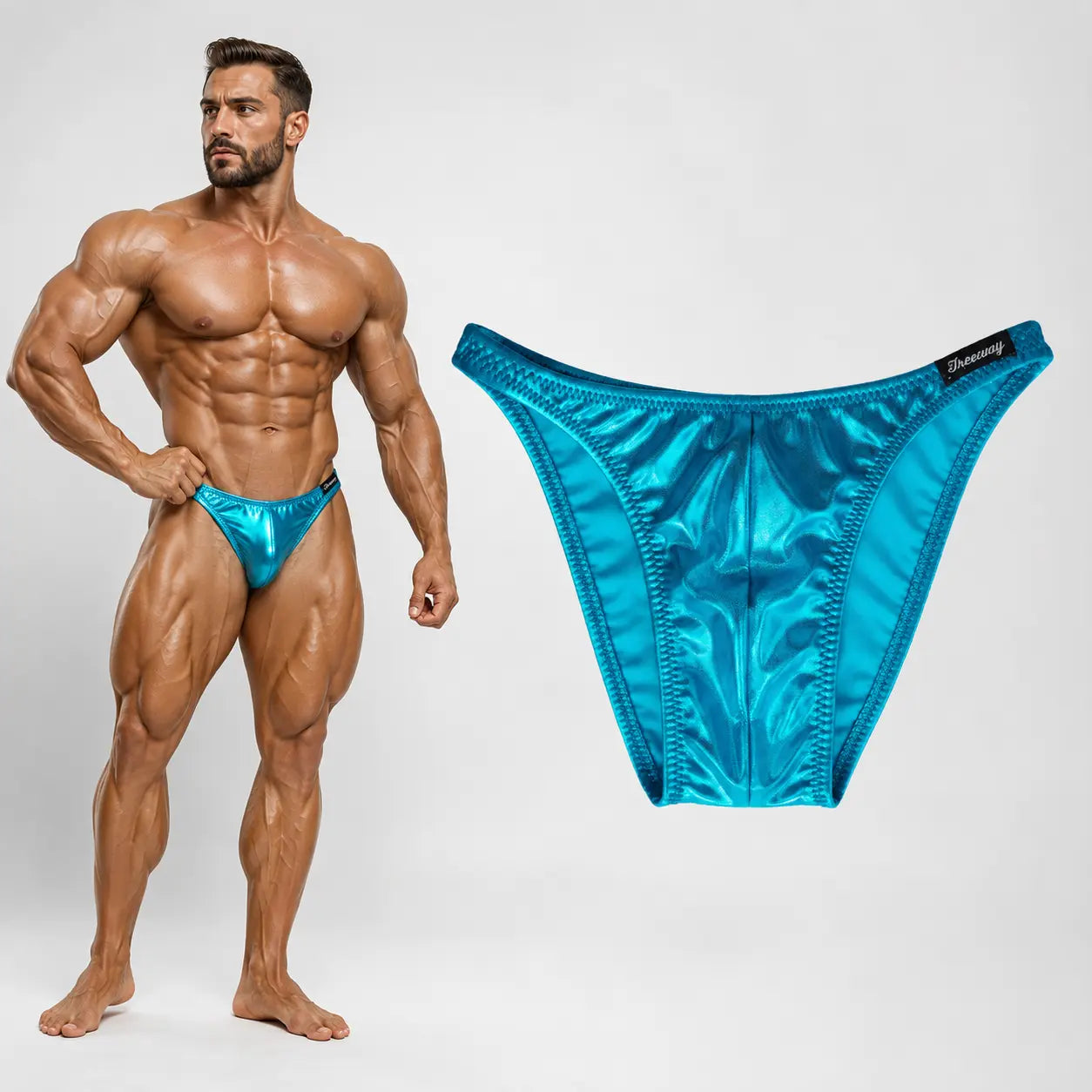 Briefs de Culturismo de Competición Laminado Turquesa – Art. Dn109