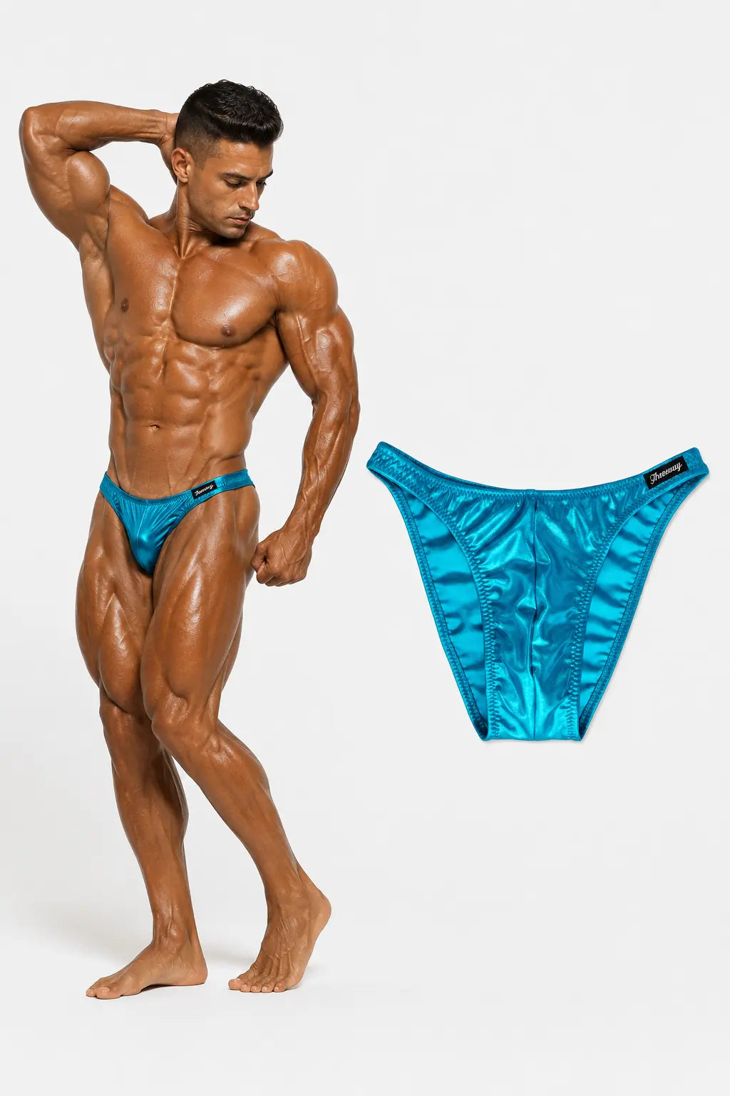 Briefs de Culturismo de Competición Laminado Turquesa – Art. Dn109