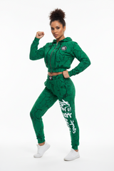 Women's suit, marbled green 