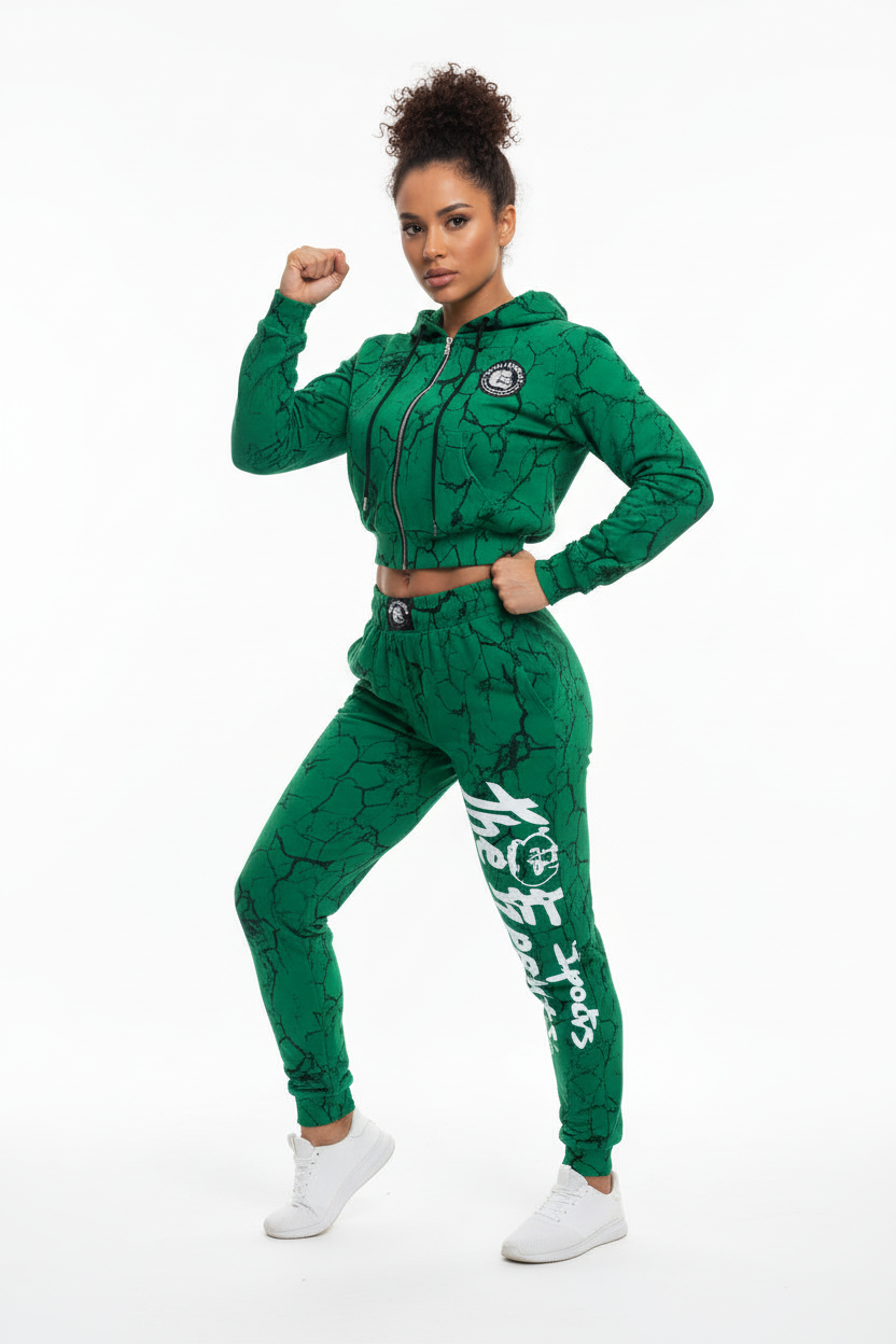 Women's suit, marbled green 