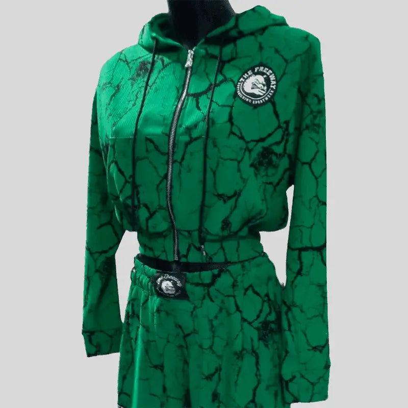 Women's suit, marbled green 