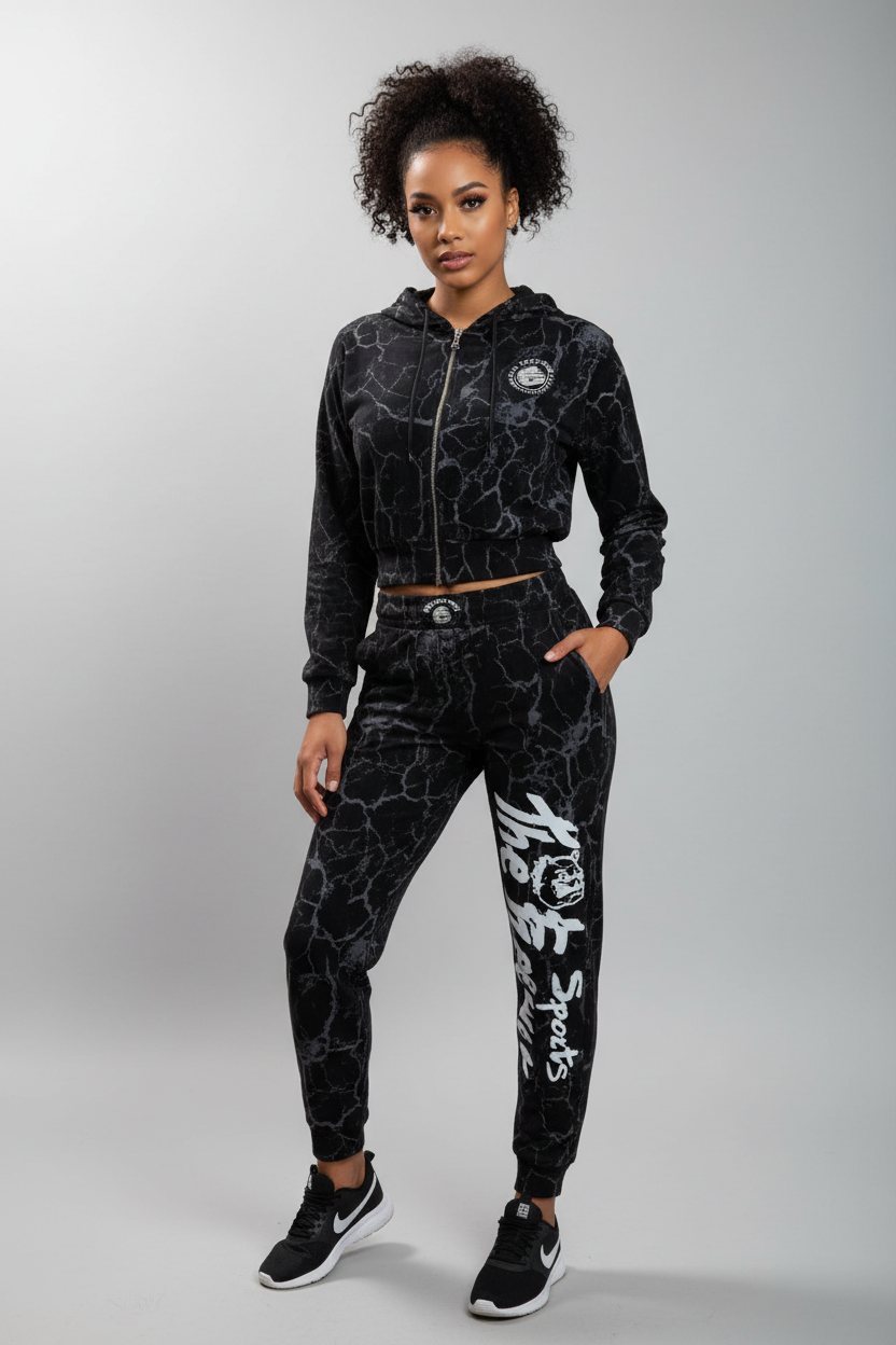 Women's suit, marbled black
