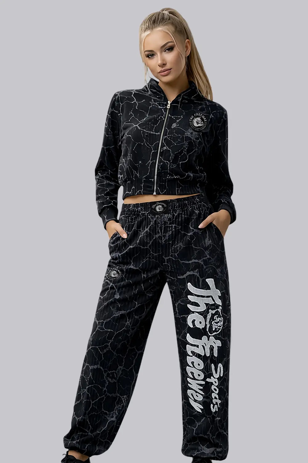 Damenanzug Marmorierter Schwarz (Art. 7870) | Thefreeway