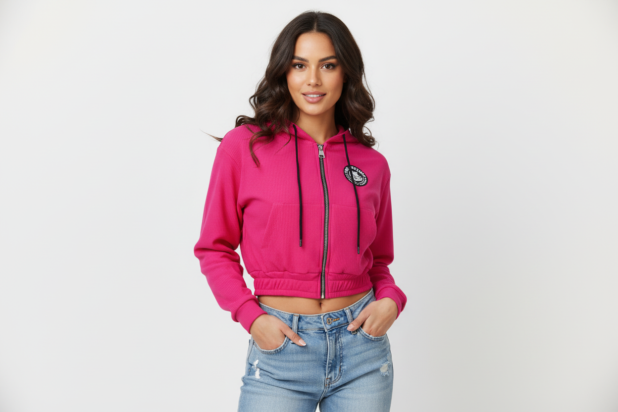 Damenjacke mit Kapuze Fuchsia
