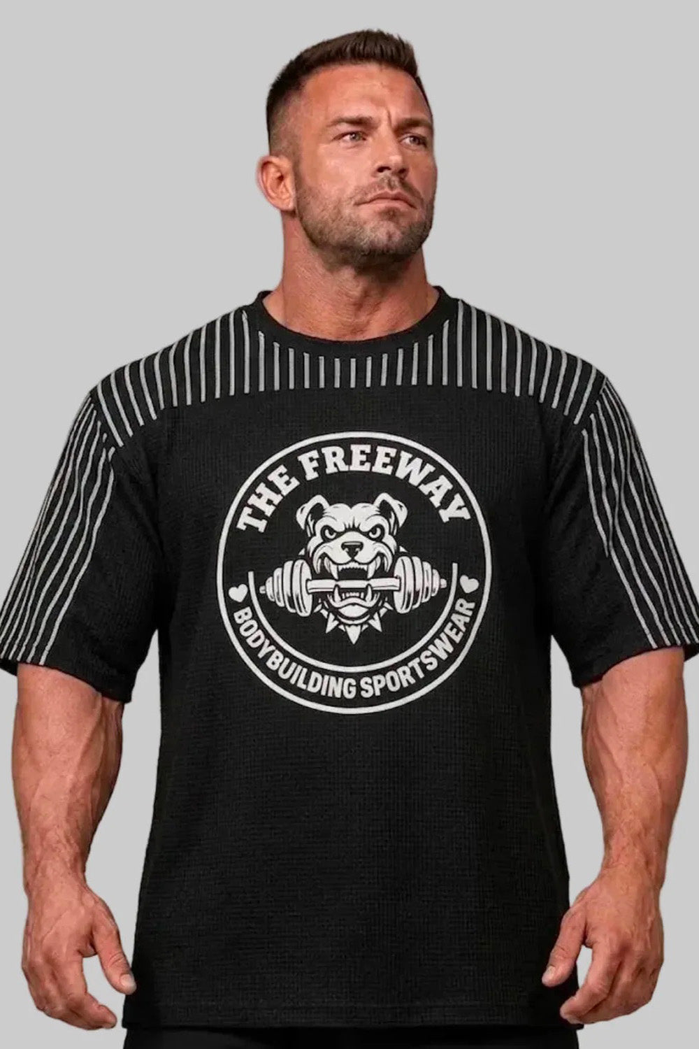 Training Rag Top Black/Gray Stripes Honeycomb Art.2275 by Thefreeway Sportswear, front product view