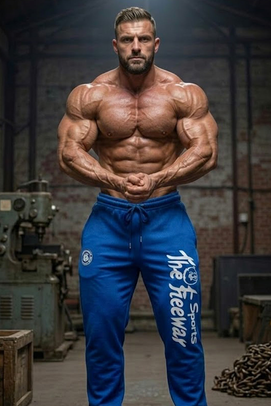 Pantalón de entrenamiento de culturismo unisex con rayas azul cielo y negras Art. 254