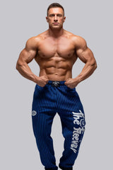 Pantalón de entrenamiento de culturismo unisex a rayas azul rey/negro Art.253