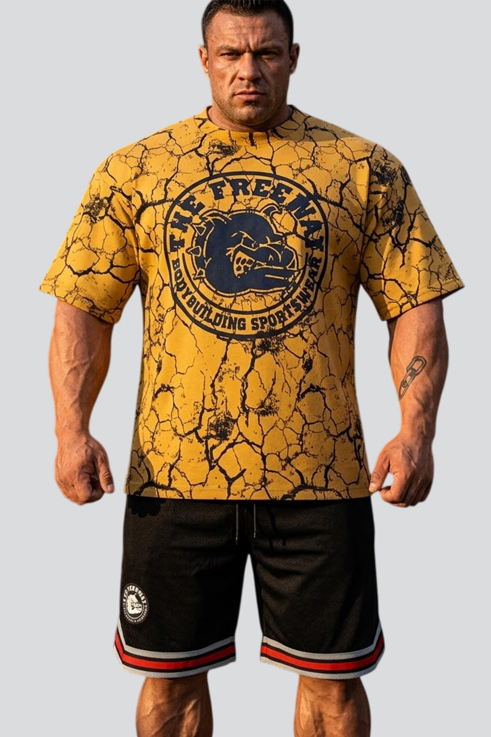 Muscle Rag Top Rounded Bodybuilding Rag Top Marbled Mustard Art.2272 | Thefreeway ...