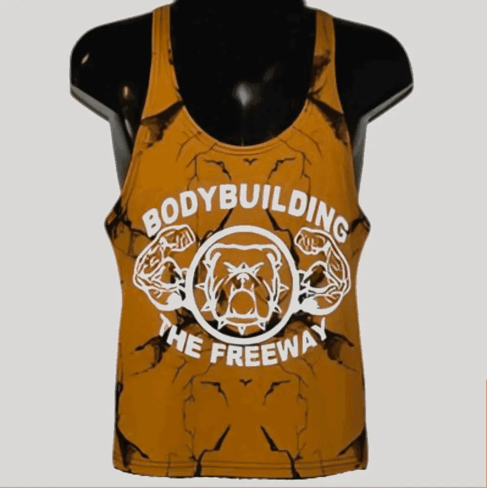 Thefreeway Art.2221 Big Gym Tank Top Vogatora in marbled mustard, front product view