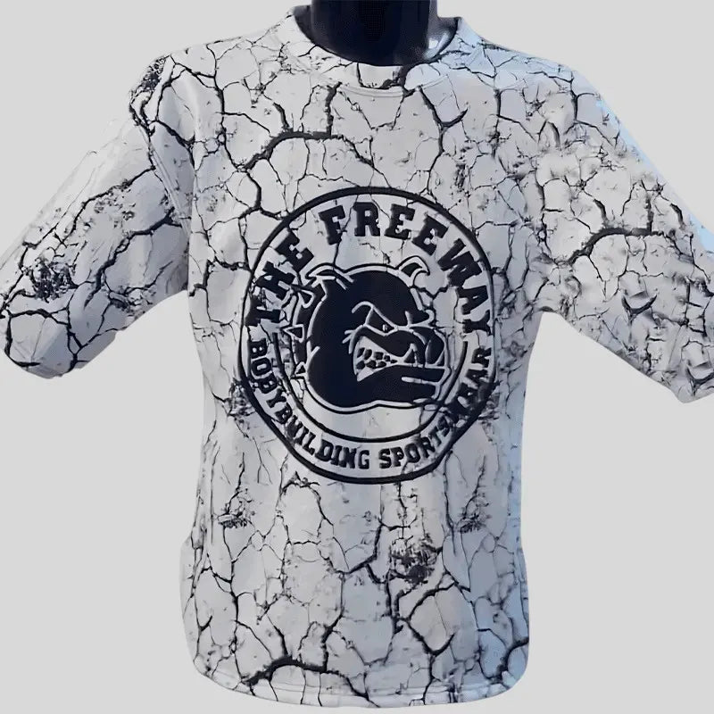 Bodybuilding Rag Top Abgerundet - Marmorierter Weiß - Art.2272