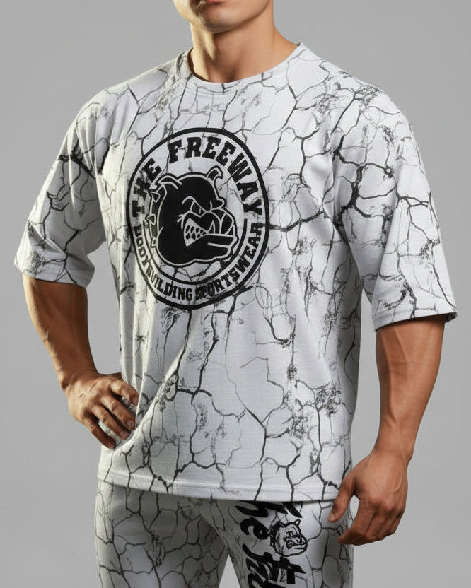 Bodybuilding Rag Top Rounded - Marbled White