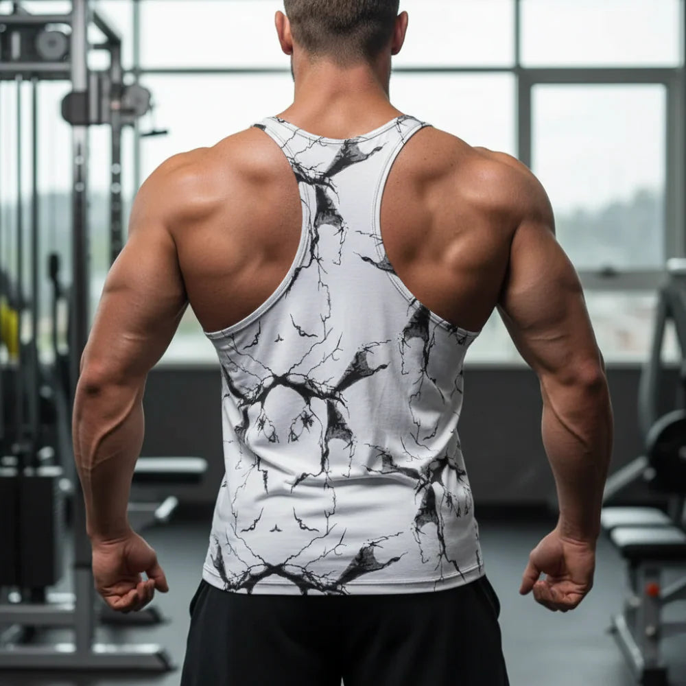 Débardeur de sport Big Gym Vogatora – blanc marbré Art.2221