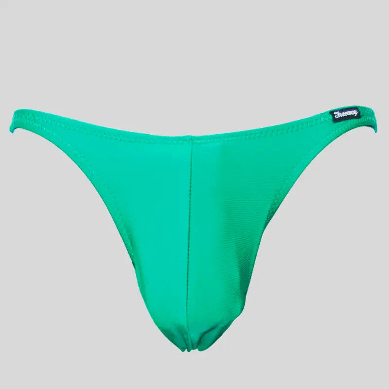 Thefreeway DN107 Competition Bodybuilding Briefs in green solid Lycra, standalone front product view