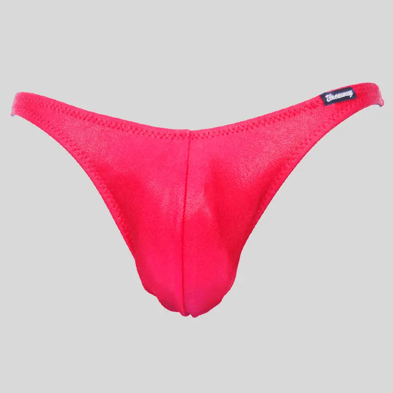Thefreeway DN108 Competition Bodybuilding Briefs Pro in red laminated Lycra, standalone front product view