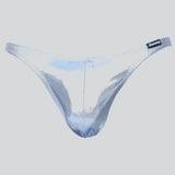 Thefreeway DN108 Competition Bodybuilding Briefs Pro in silver laminated Lycra, standalone front product view