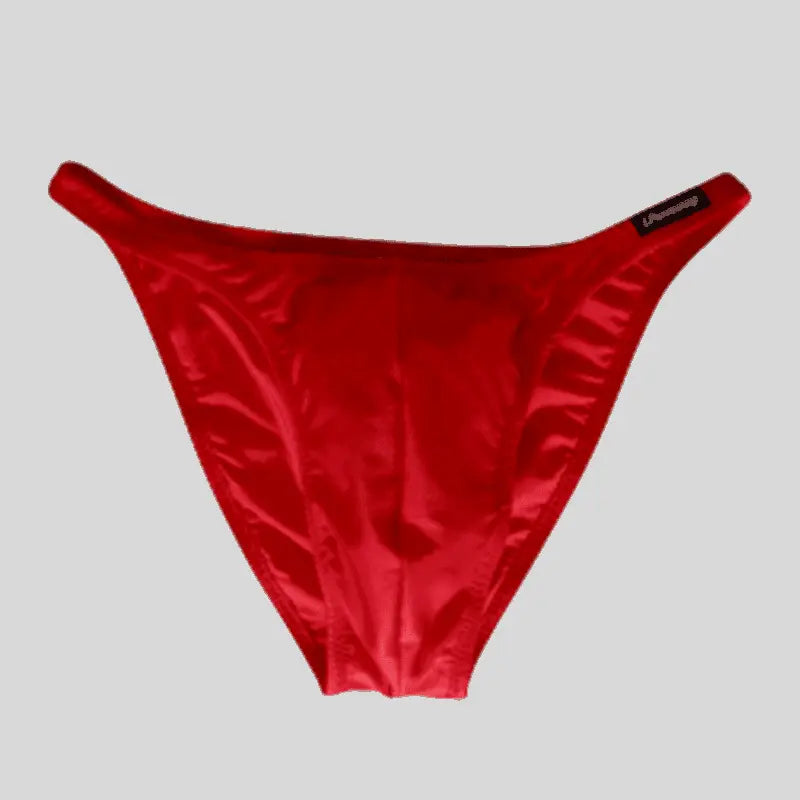 Thefreeway DN107 Competition Bodybuilding Briefs in red solid Lycra, standalone front product view