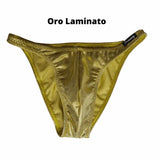 Thefreeway DN109 gold laminated competition bodybuilding posing trunks, standalone front product view