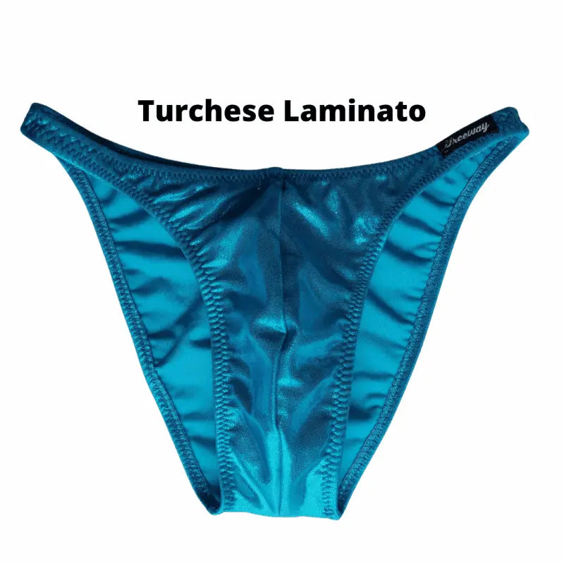 Thefreeway DN109 turquoise laminated competition bodybuilding posing trunks, standalone front product view