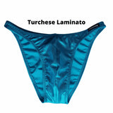 Thefreeway DN109 turquoise laminated competition bodybuilding posing trunks, standalone front product view