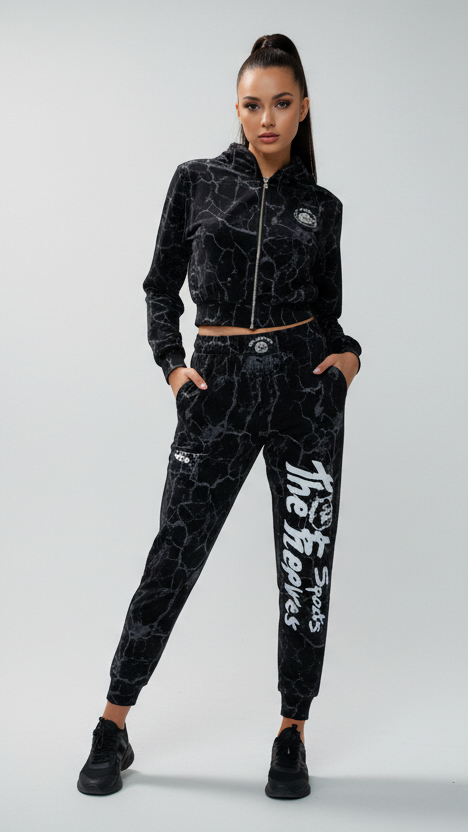 Women's suit, marbled black