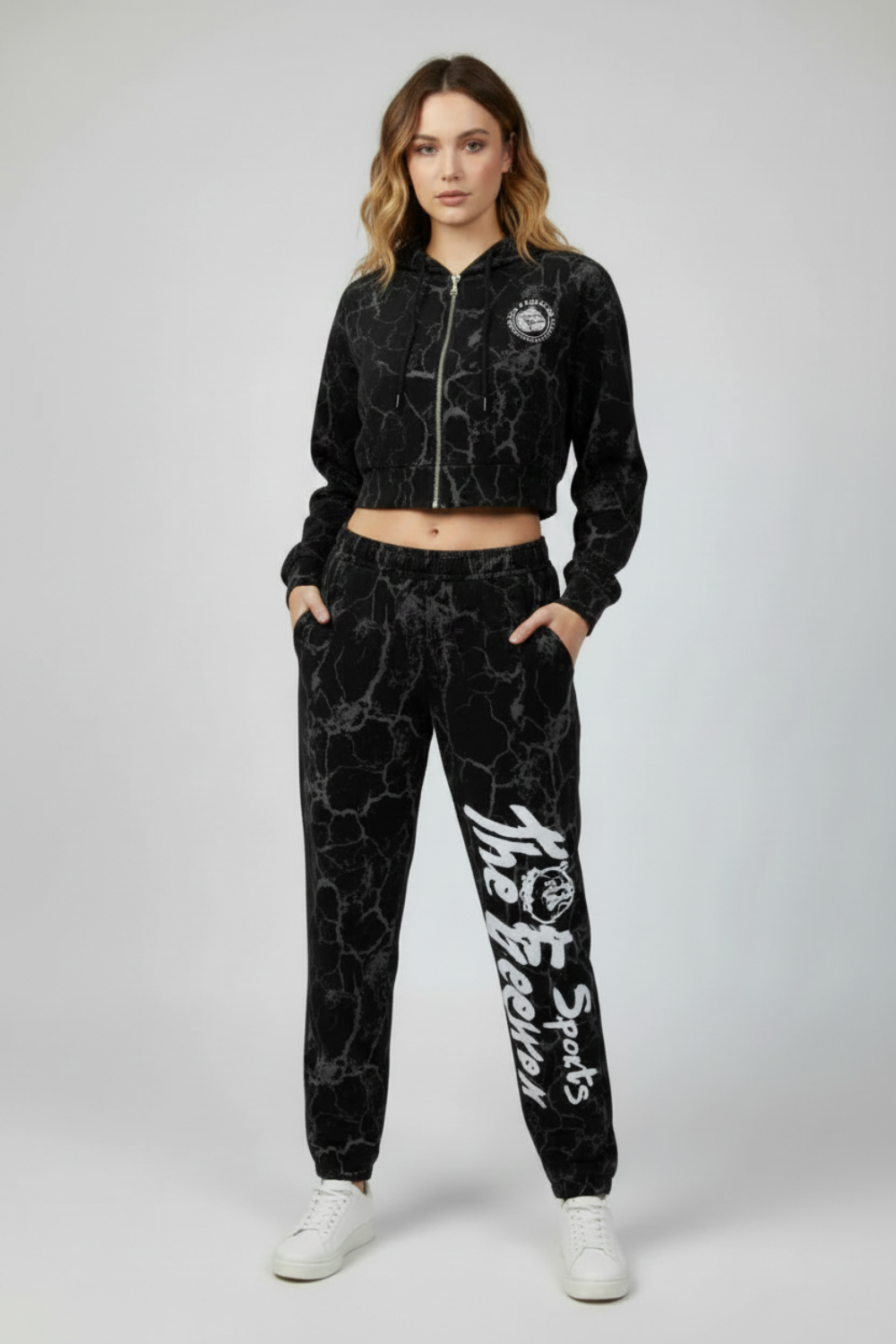 Women's Training Suit Marbled Black Art.7870
