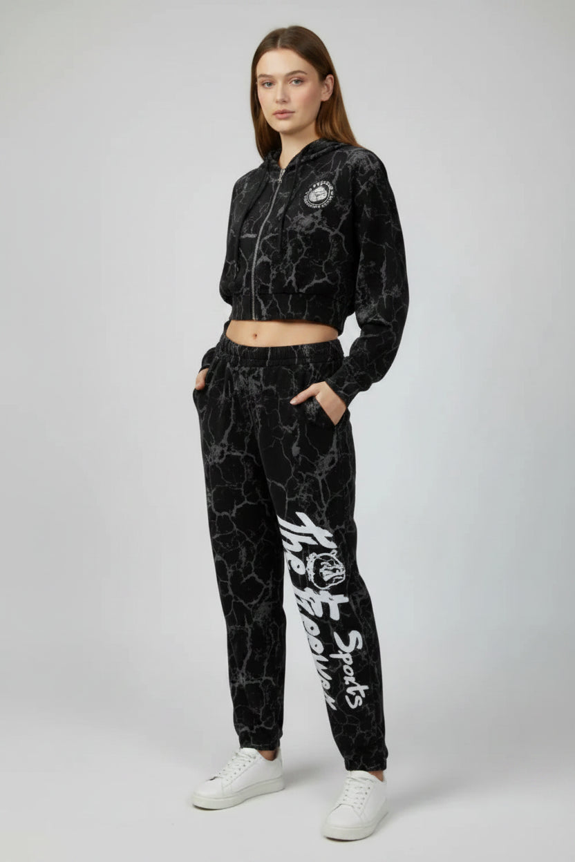 Women's Training Suit Marbled Black Art.7870