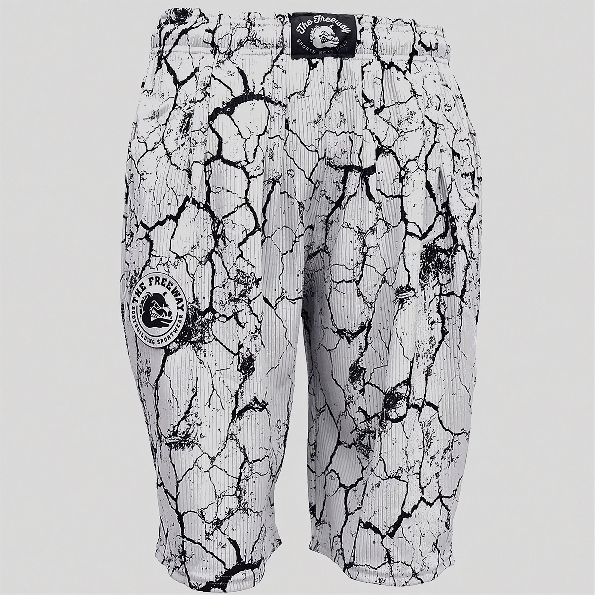 Thefreeway men's Bermuda shorts in marbled white, front product view