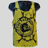 Men's yellow marbled bodybuilding stringer tank top Thefreeway Sportswear art. 2221, front product view