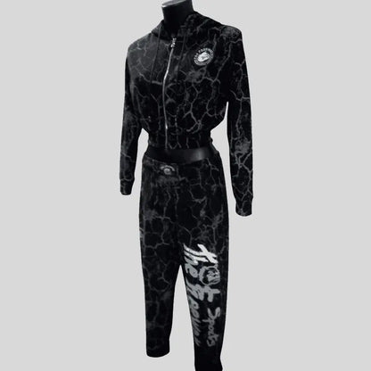 Damenanzug Marmorierter Schwarz Art.7870 - XS / Marmorierter Schwarz - Completo tuta sportiva