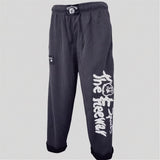 Thefreeway Art.254 unisex bodybuilding training pants in grey and black stripes, standalone front product view
