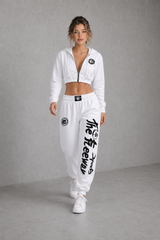 Thefreeway Art.6586 women's hooded jacket in white worn by a female model, full-body front view