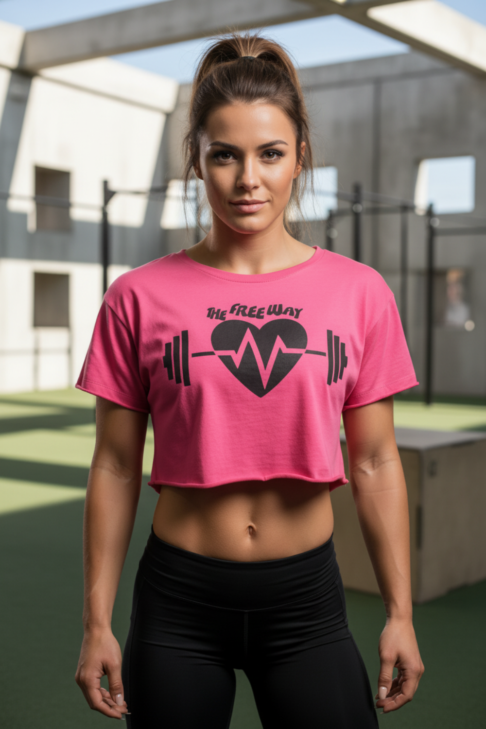 Thefreeway Art.6080 women's workout rag top in fuchsia worn by a female fitness model, front view